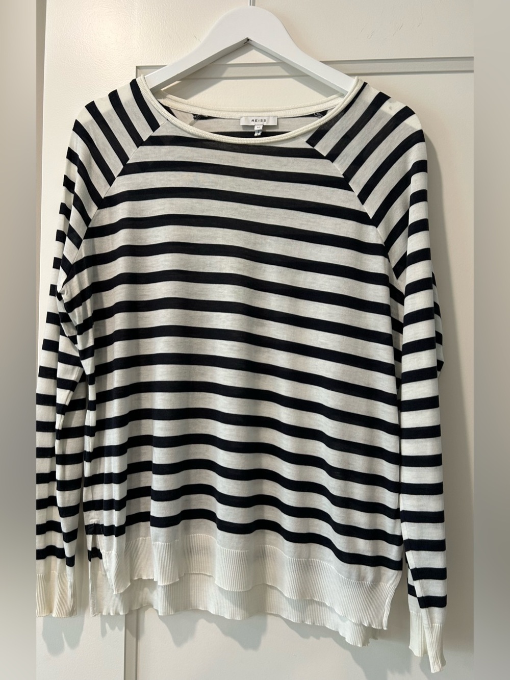 Reiss Jude Stripe Cotton Blend Long Sleeve Top Size M